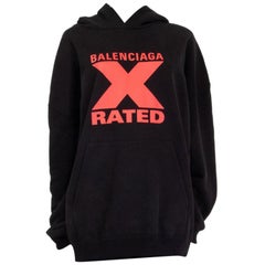 BALENCIAGA black cotton X RATED HOODIE Sweatershirt Sweater S