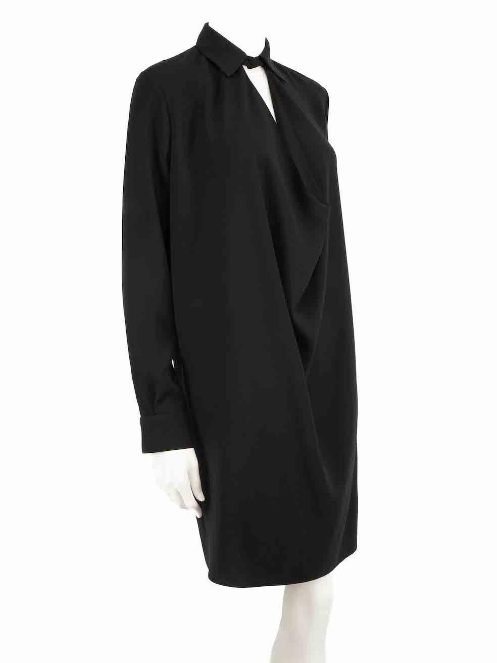 CONDITION is Very good. Hardly any visible wear to dress is evident on this used Balenciaga designer resale item.
 
 
 
 Details
 
 
 Black
 
 Polyester
 
 Knee length dress
 
 Cowl neckline
 
 Collared
 
 Front button closure
 
 Buttoned cuffs
 
 

