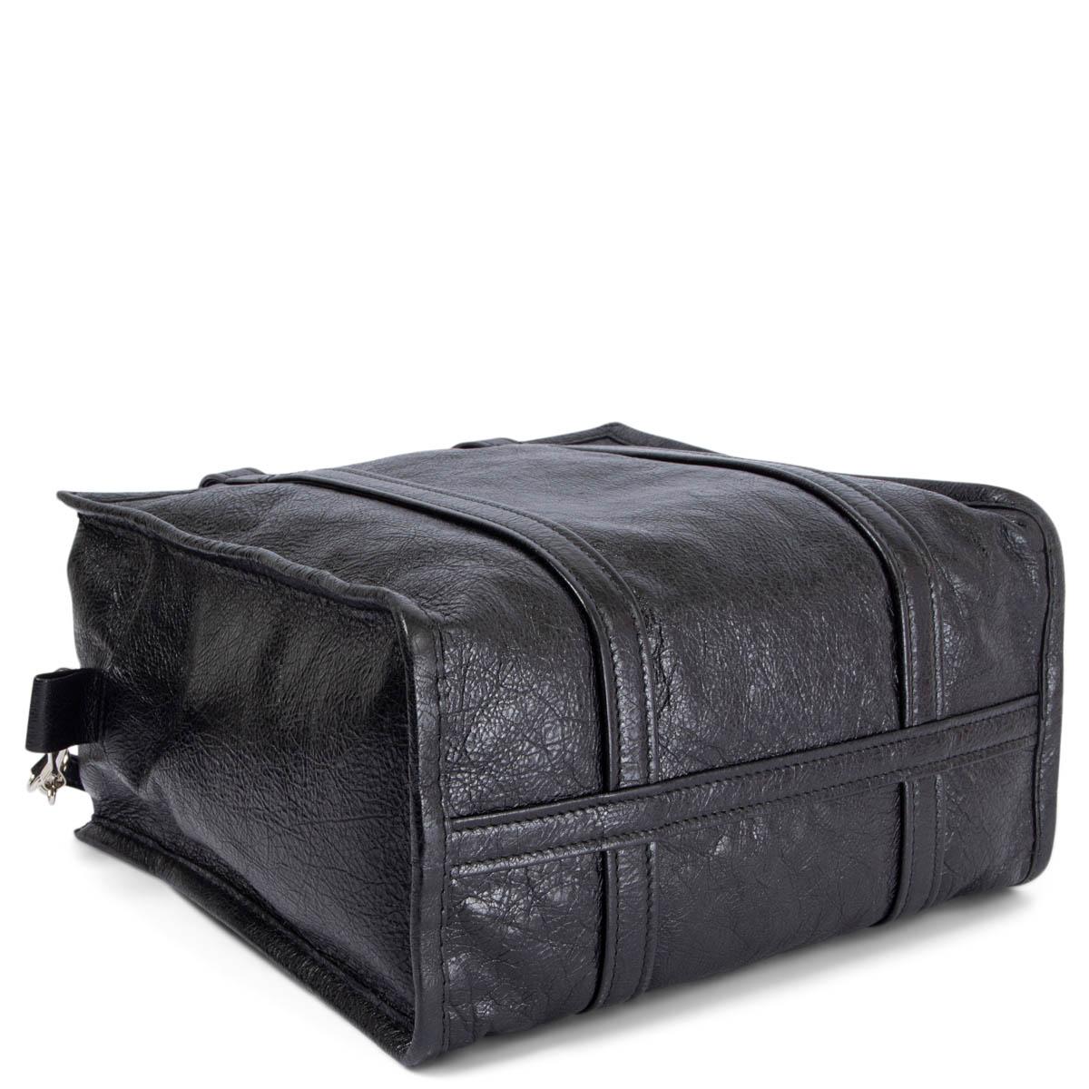 Black BALENCIAGA black crackled leather SMALL BAZAR Tote Bag For Sale