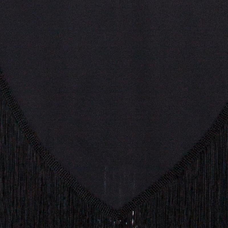 Balenciaga Black Crepe Fringed Poncho L In Good Condition In Dubai, Al Qouz 2