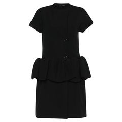 Balenciaga Black Crepe Ruffled Detail Midi Dress M