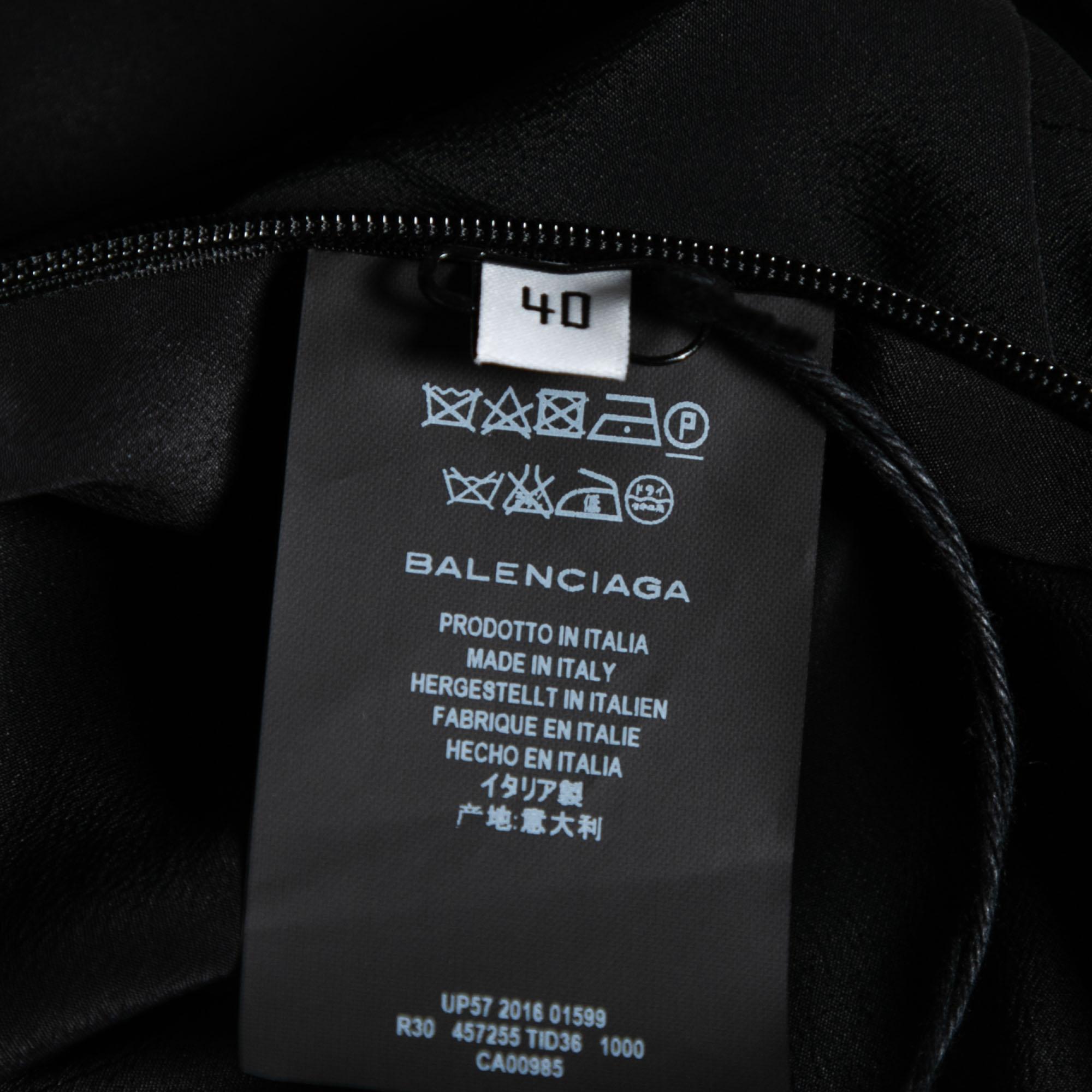 Balenciaga Black Crepe Sleeveless Slip Dress M 1