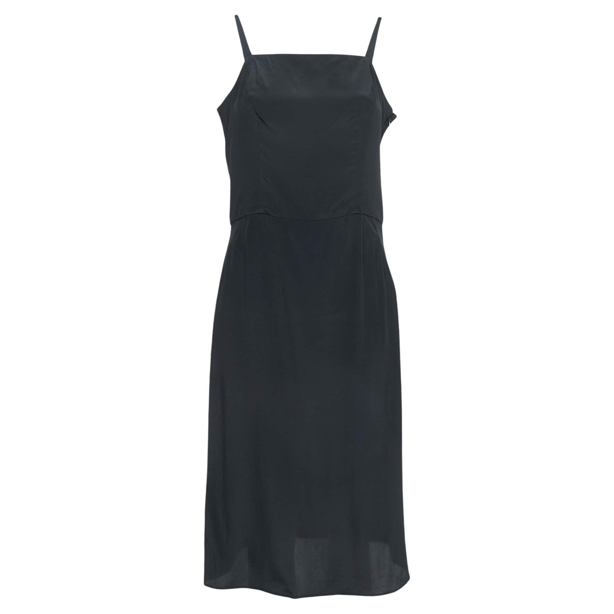 Balenciaga Black Crepe Strappy Midi Dress M. en vente