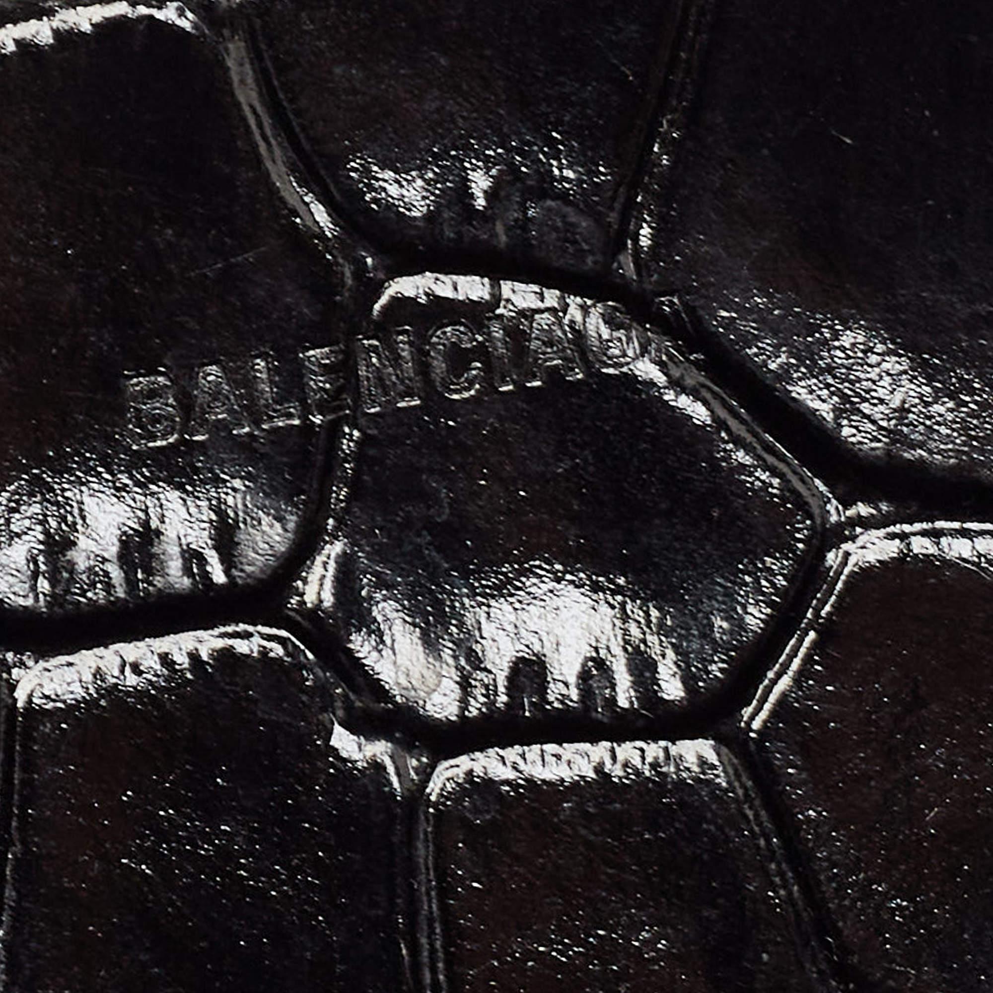 Balenciaga Black Croc Embossed Leather Mini Neo Classic Bag 9