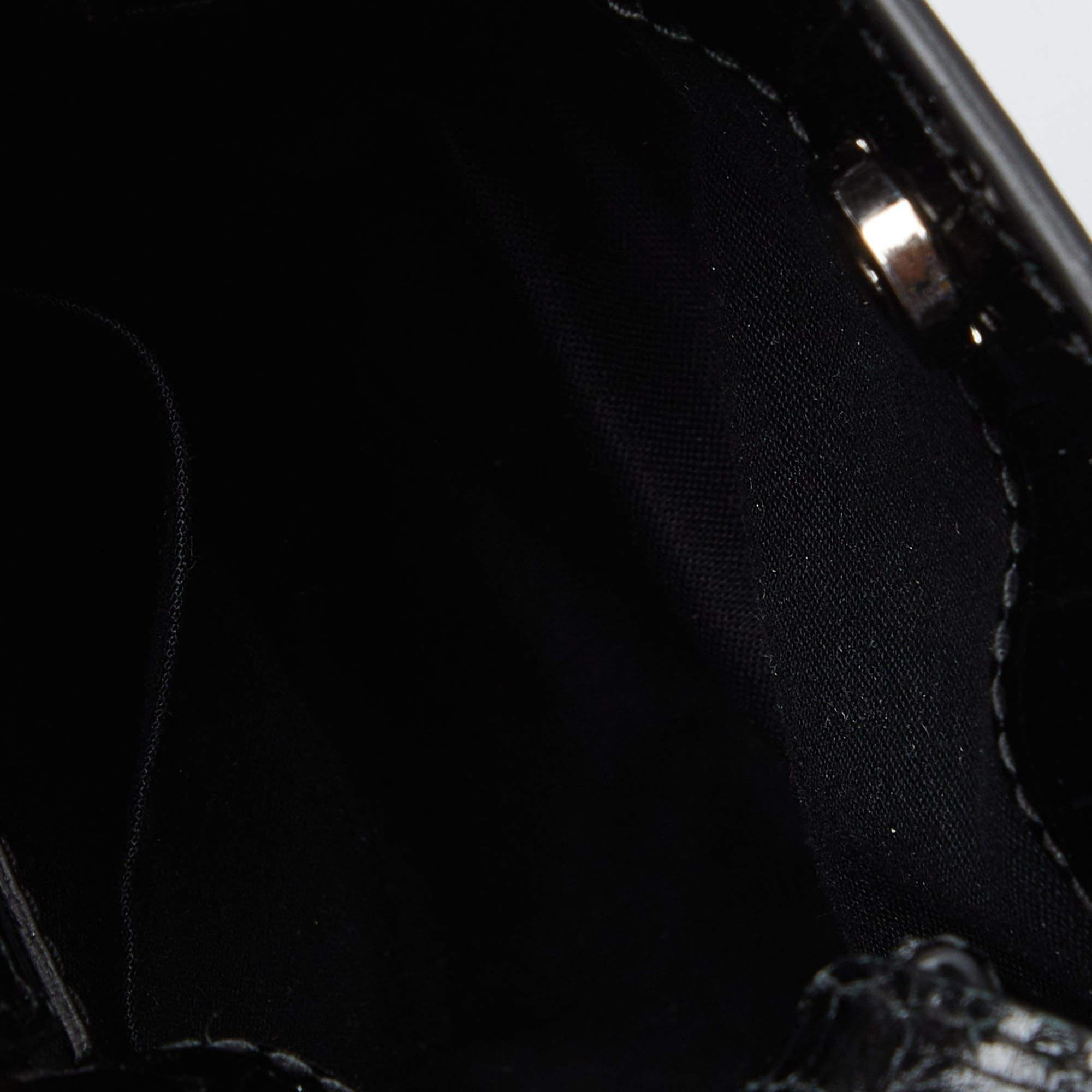Balenciaga Black Croc Embossed Leather Phone Holder Crossbody Bag 6