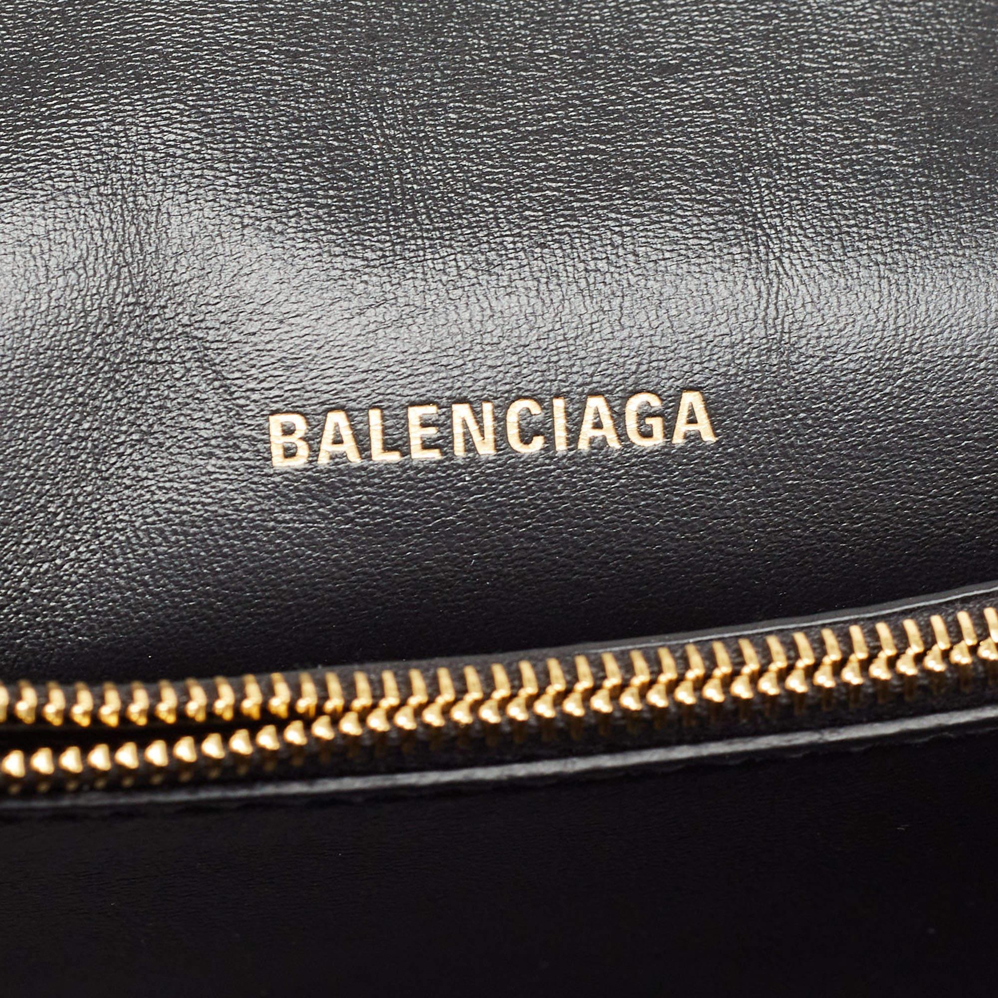 Balenciaga Black Croc Embossed Leather Small Crush Bag 7