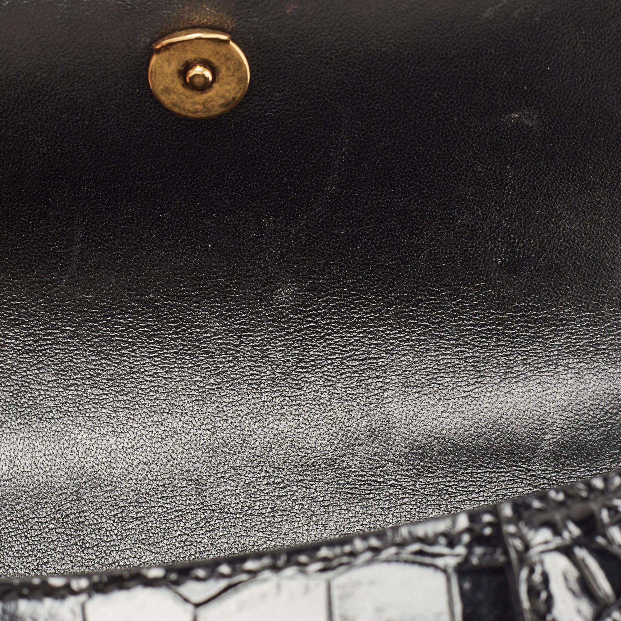 Balenciaga Black Croc Embossed Leather XS Hourglass Top Handle Bag 7