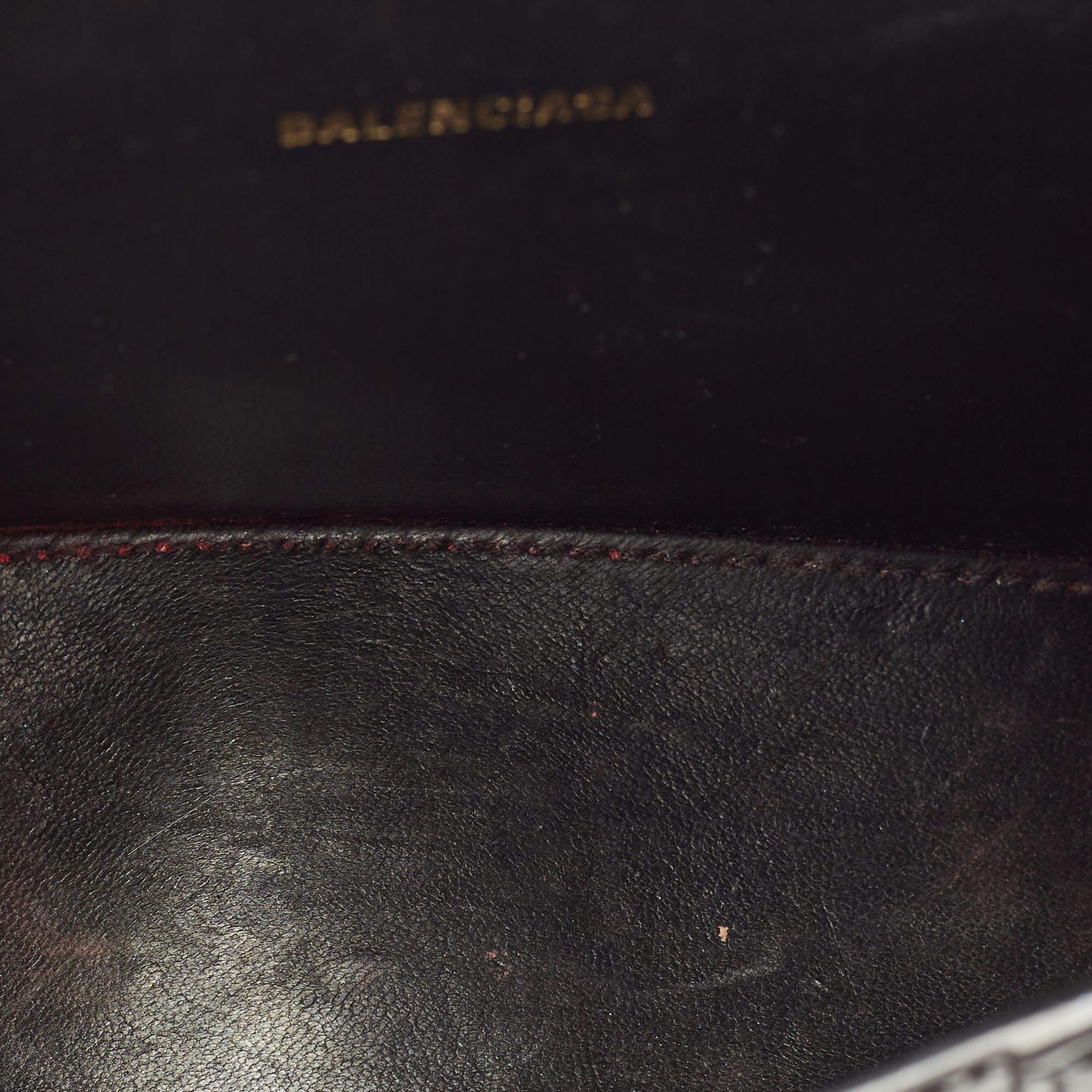 Balenciaga Black Croc Embossed Leather XS Hourglass Top Handle Bag 2
