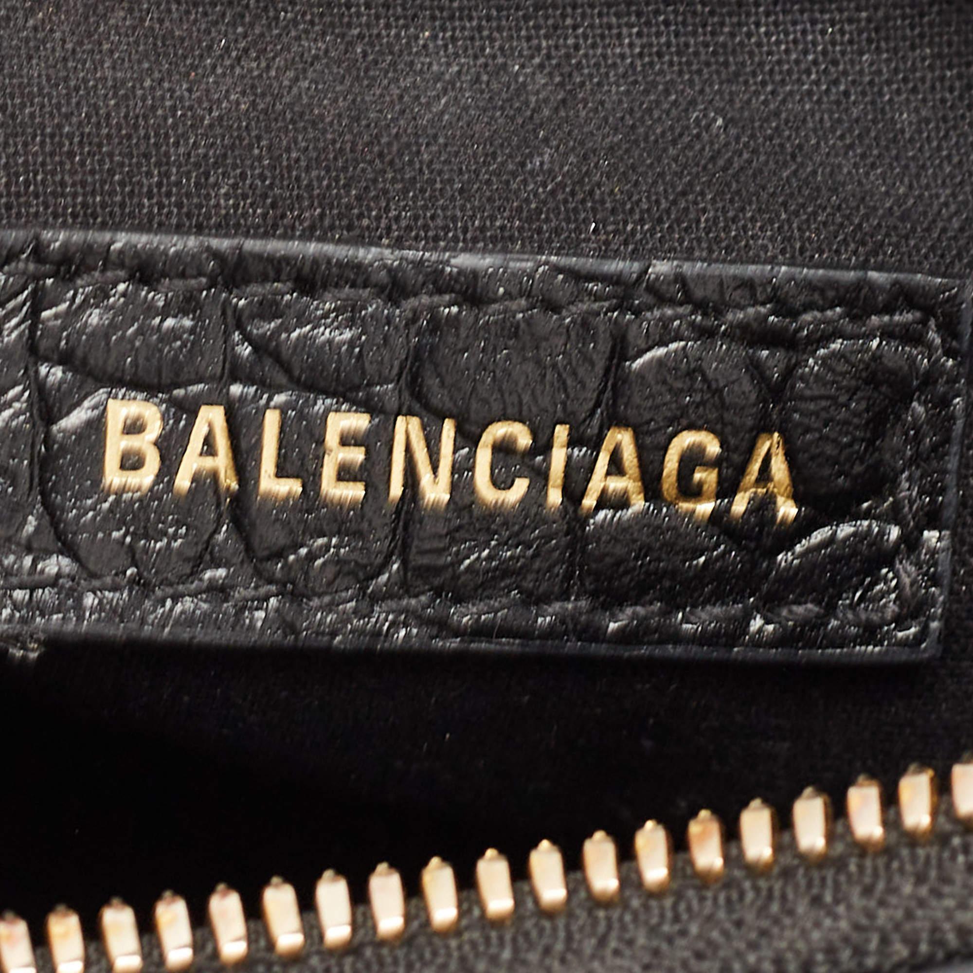 Balenciaga Black Croc Embossed Leather XS Le Cagole Shoulder Bag 7