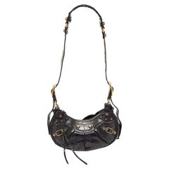 Used Balenciaga Black Croc Embossed Leather XS Le Cagole Shoulder Bag
