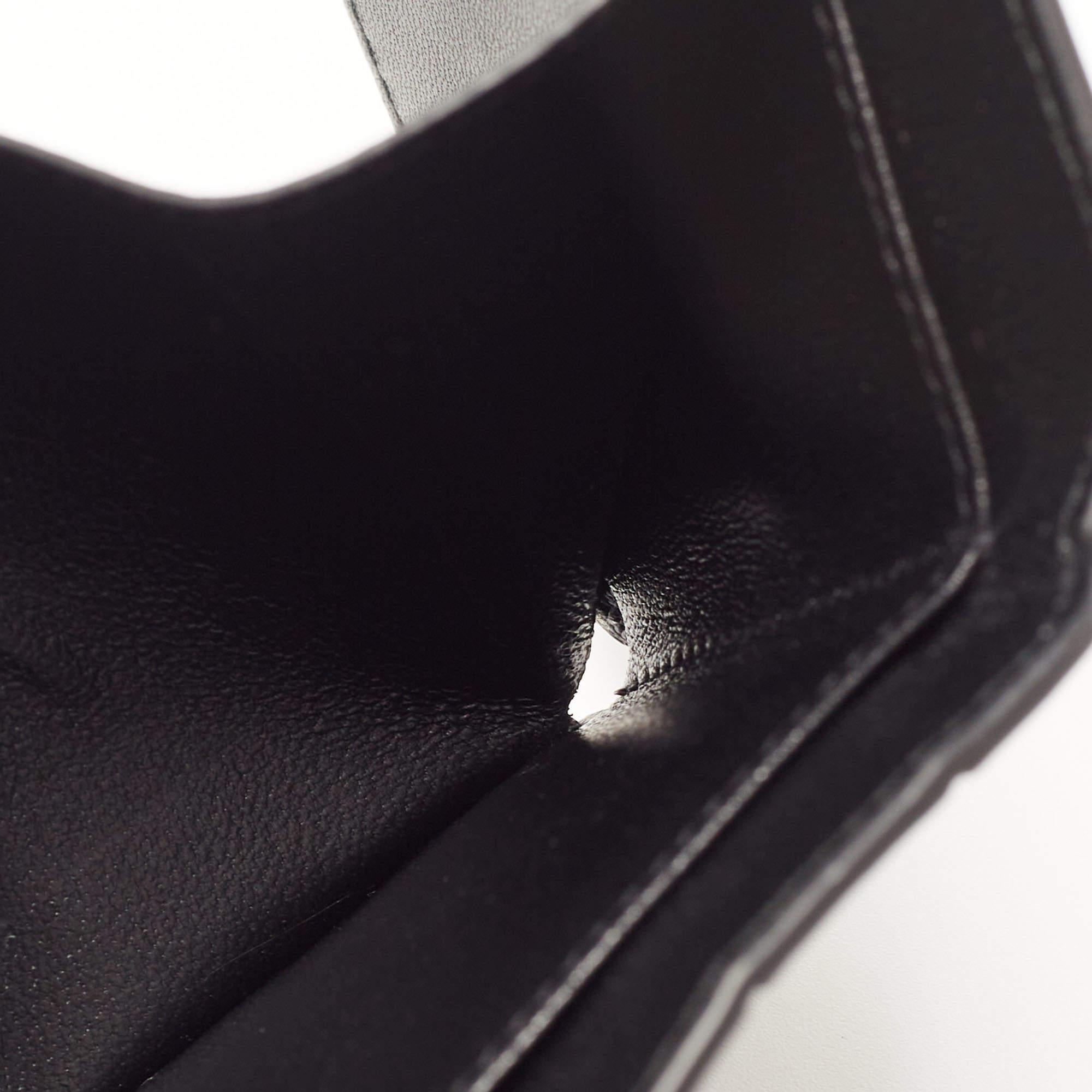 Balenciaga Black Croc Embossed Shiny Leather Mini BB Wallet 5