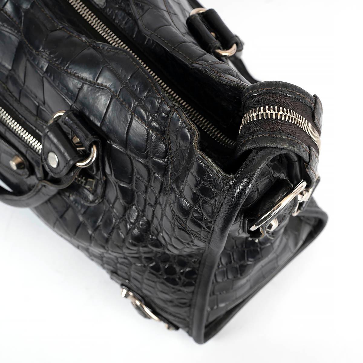 BALENCIAGA black CROCODILE CLASSIC CITY Shoulder Bag For Sale 5
