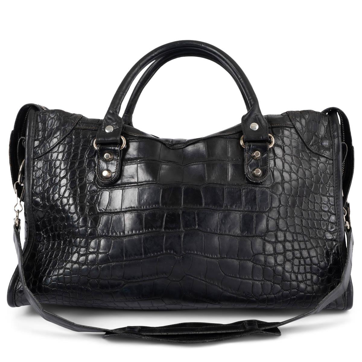 Black BALENCIAGA black CROCODILE CLASSIC CITY Shoulder Bag For Sale
