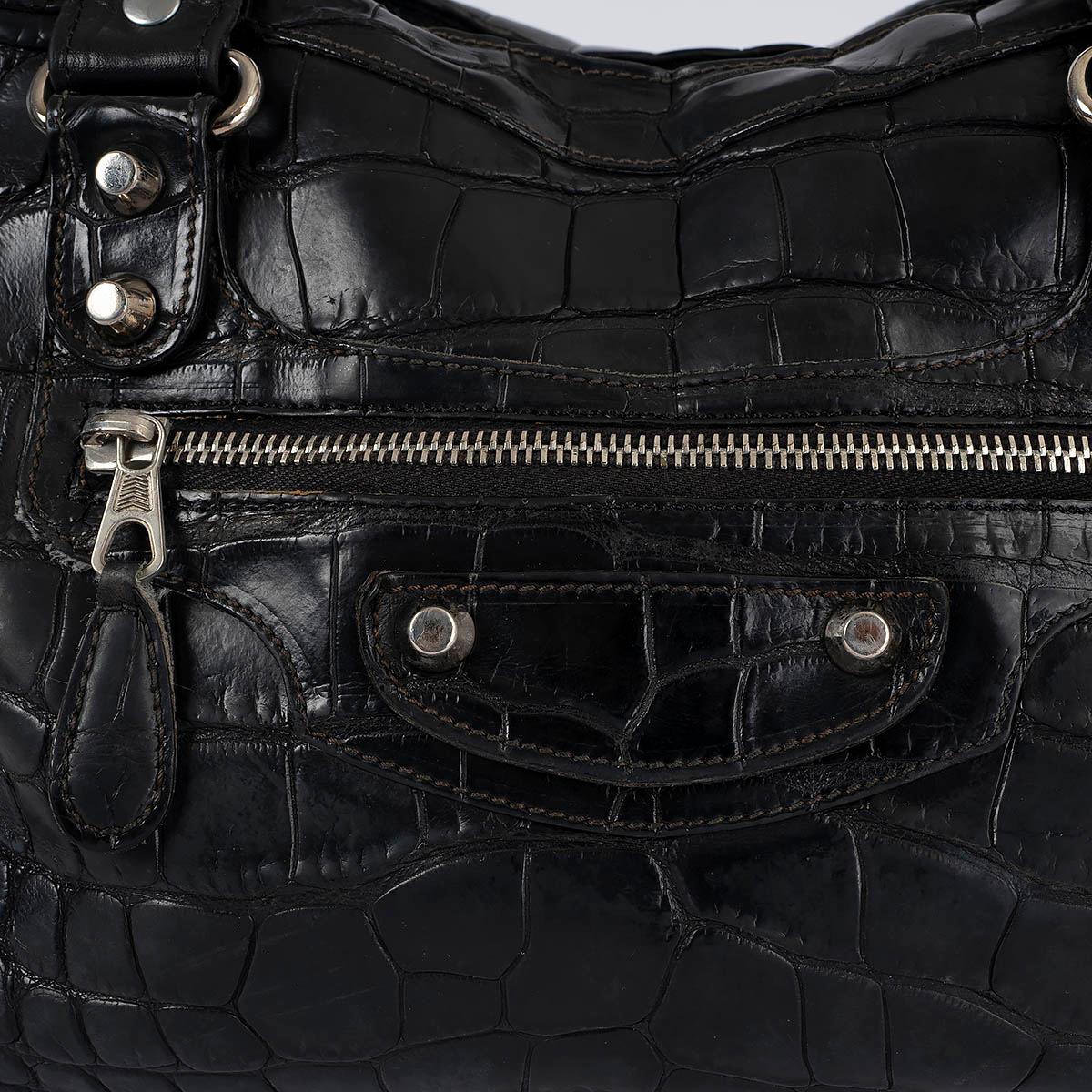 BALENCIAGA black CROCODILE CLASSIC CITY Shoulder Bag For Sale 1