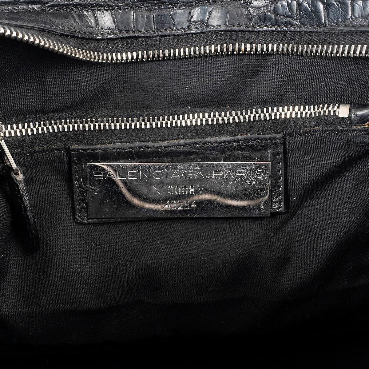 BALENCIAGA black CROCODILE CLASSIC CITY Shoulder Bag For Sale 2