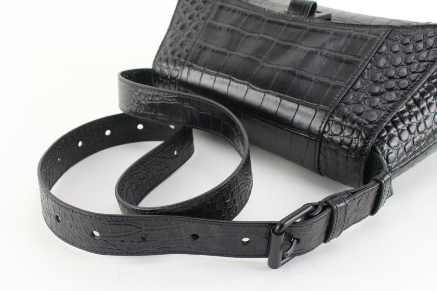 Balenciaga Black Crocodile Embossed Leather Downtown Soft Hourglass XS 16BA118 4