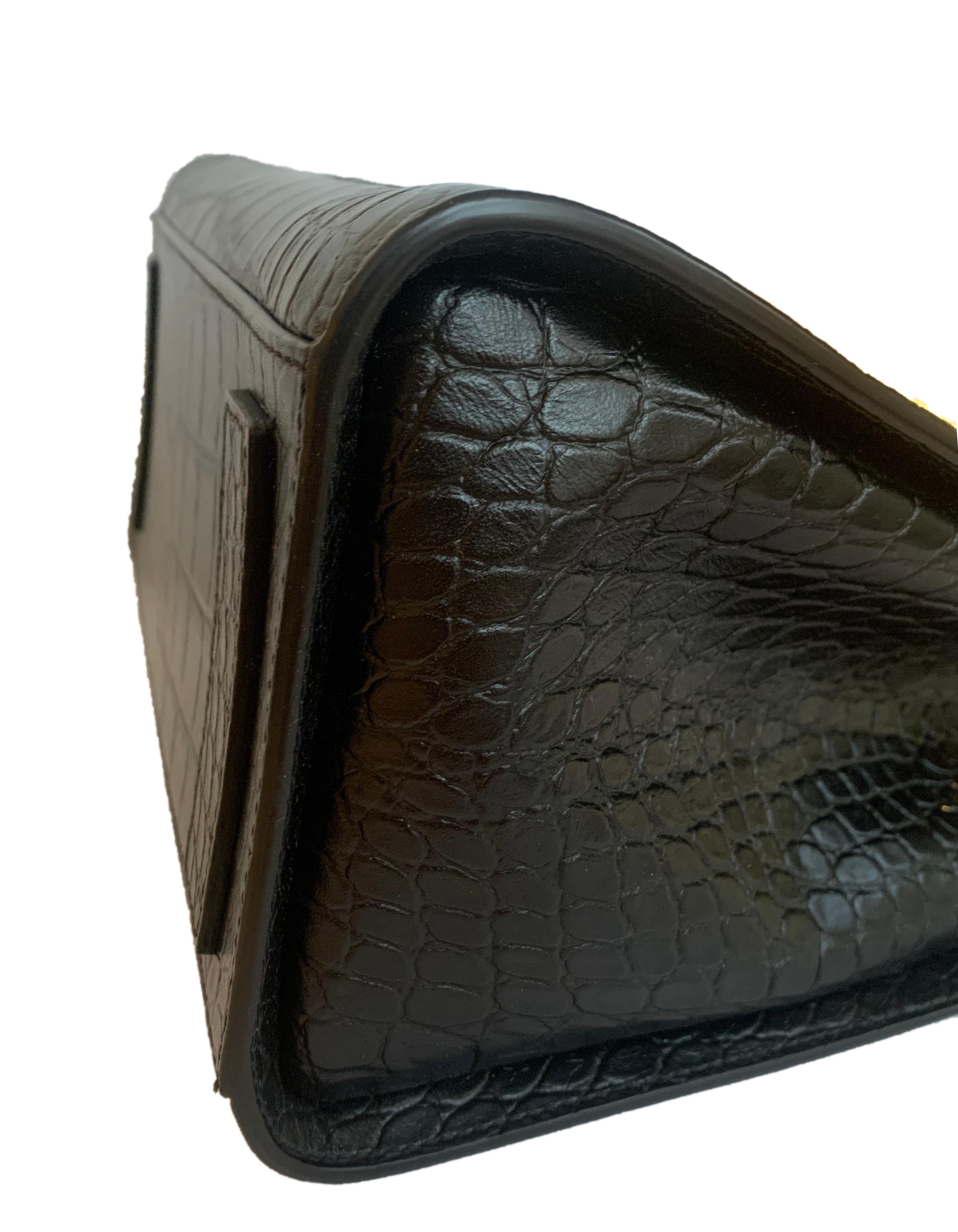 Balenciaga Black Crocodile Embossed Sharp M Tote Bag w. Strap In Excellent Condition In New York, NY