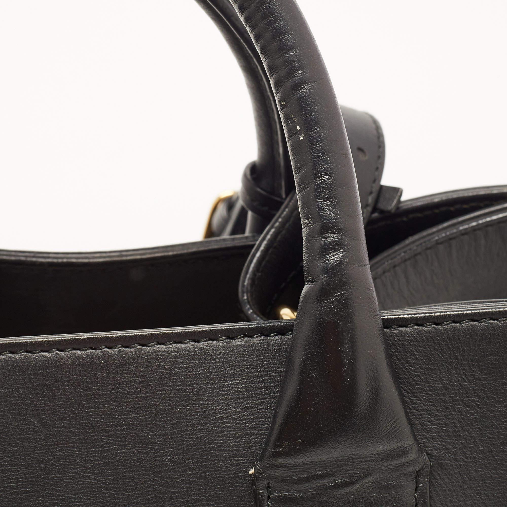 Balenciaga Black/Dark Blue Leather and Lizard Padlock All Afternoon Tote 8