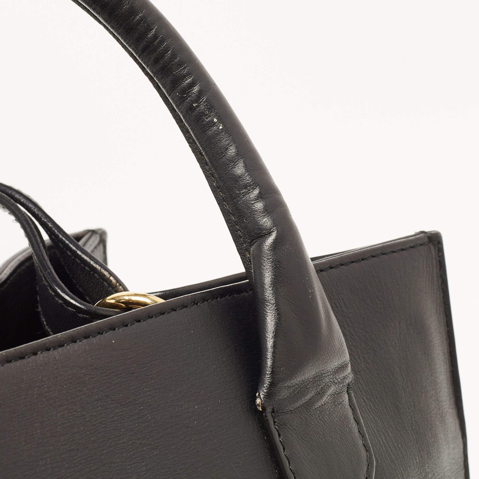 Balenciaga Black/Dark Blue Leather and Lizard Padlock All Afternoon Tote 11