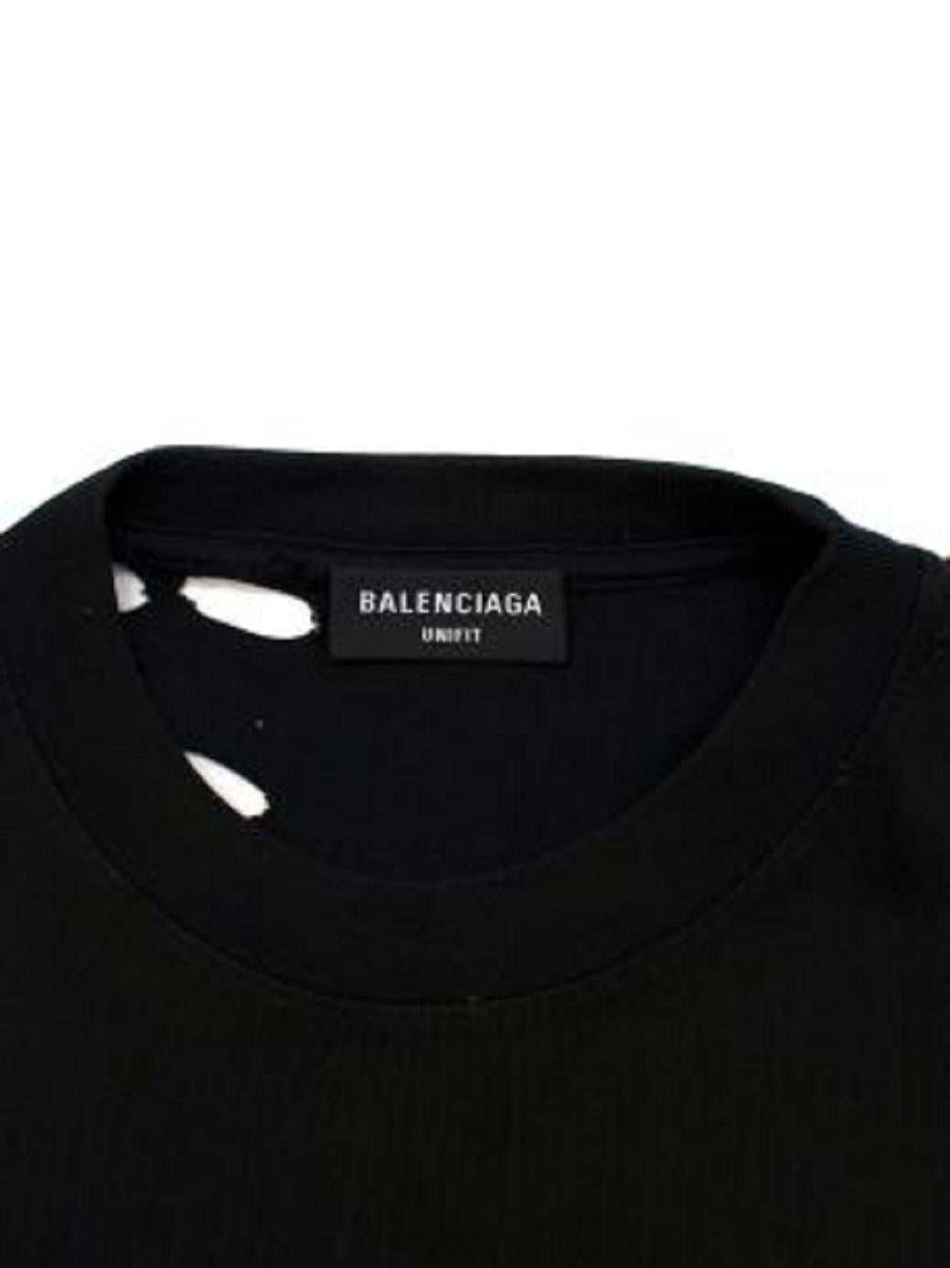 Balenciaga Noir T-shirt imprimé avec logo en relief en vente 1
