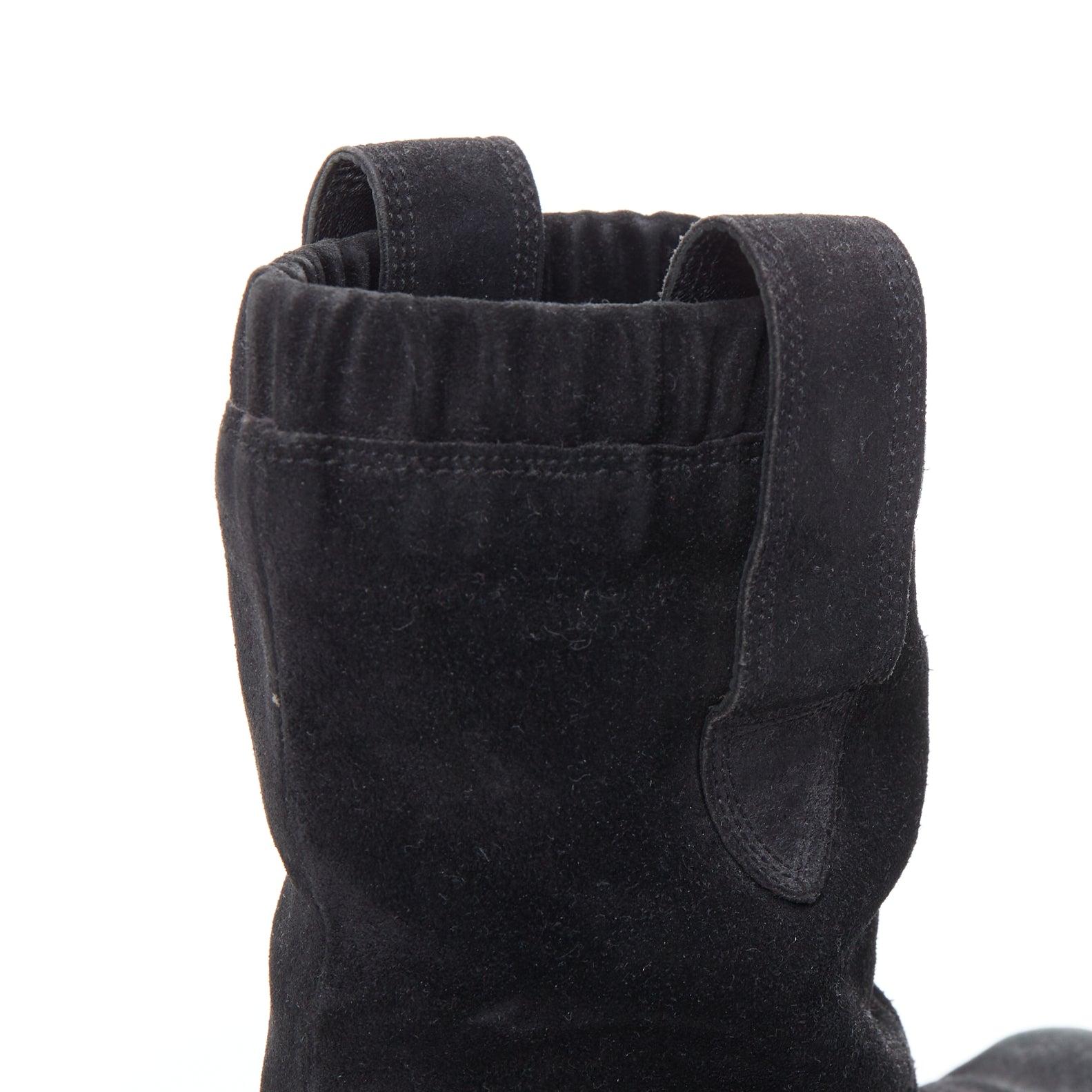 BALENCIAGA black distressed suede leather elastic flat boots For Sale 5