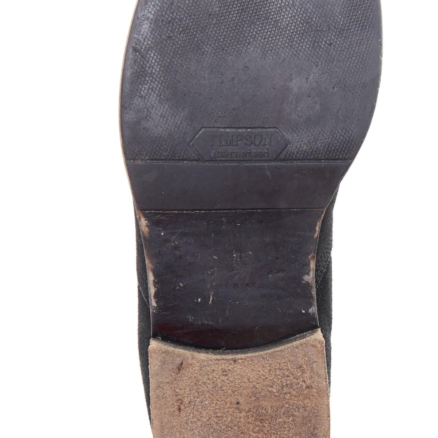 BALENCIAGA black distressed suede leather elastic flat boots For Sale 7