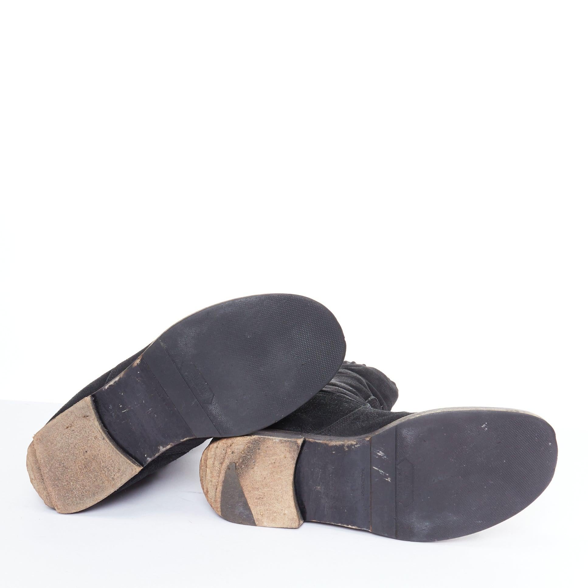 BALENCIAGA black distressed suede leather elastic flat boots For Sale 8