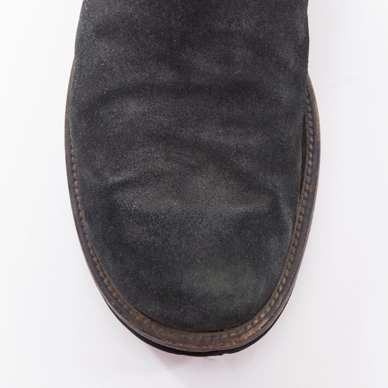 BALENCIAGA black distressed suede leather elastic flat boots For Sale 1