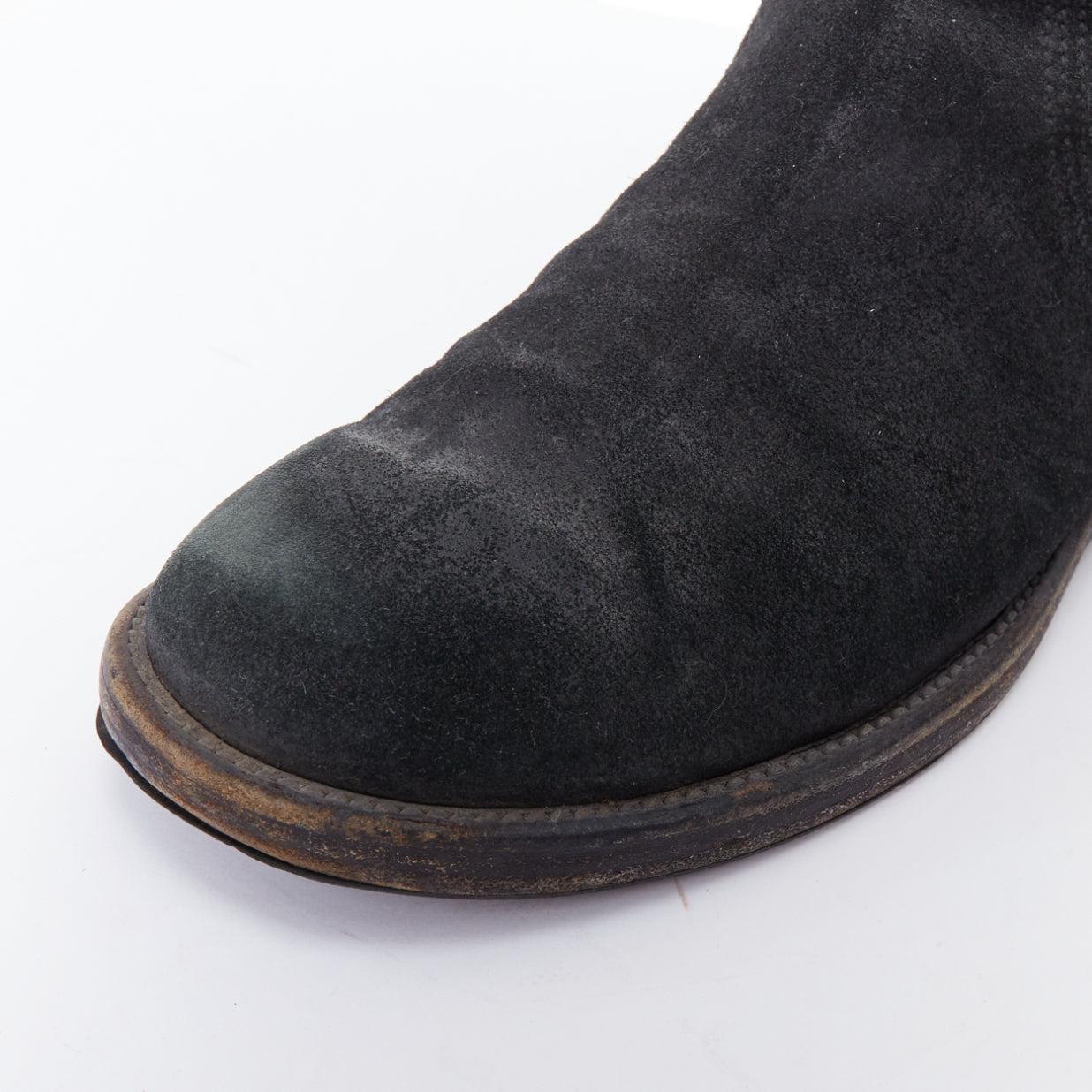 BALENCIAGA black distressed suede leather elastic flat boots For Sale 2