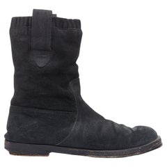 BALENCIAGA botines planos elásticos de piel de ante negra envejecida