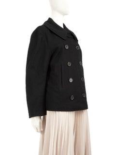 Balenciaga Black Double Breasted Wool Coat Size L