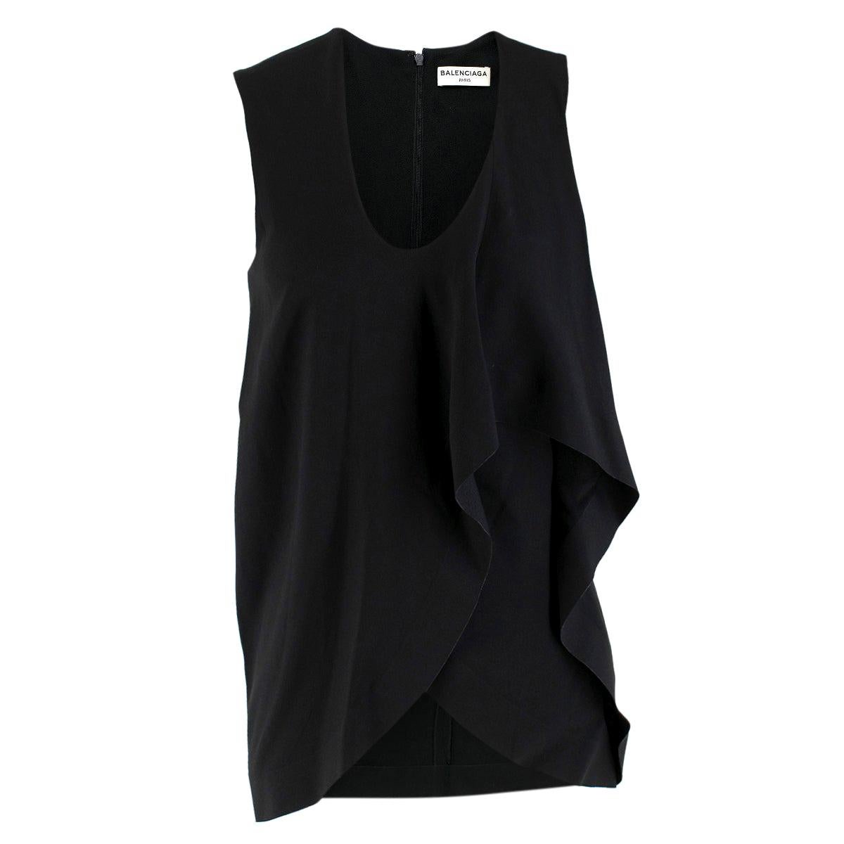 Balenciaga Black Top with Woven Lace Neckline Top For Sale at 1stDibs