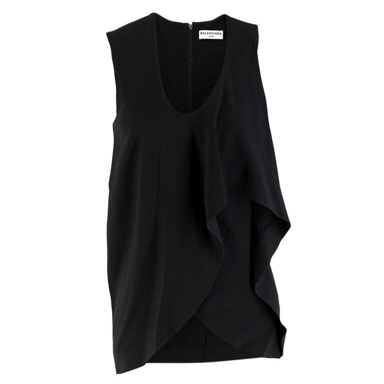 Balenciaga Black Draped Sleeveless Top - Size US 4 For Sale at 1stDibs |  balenciaga sleeveless top