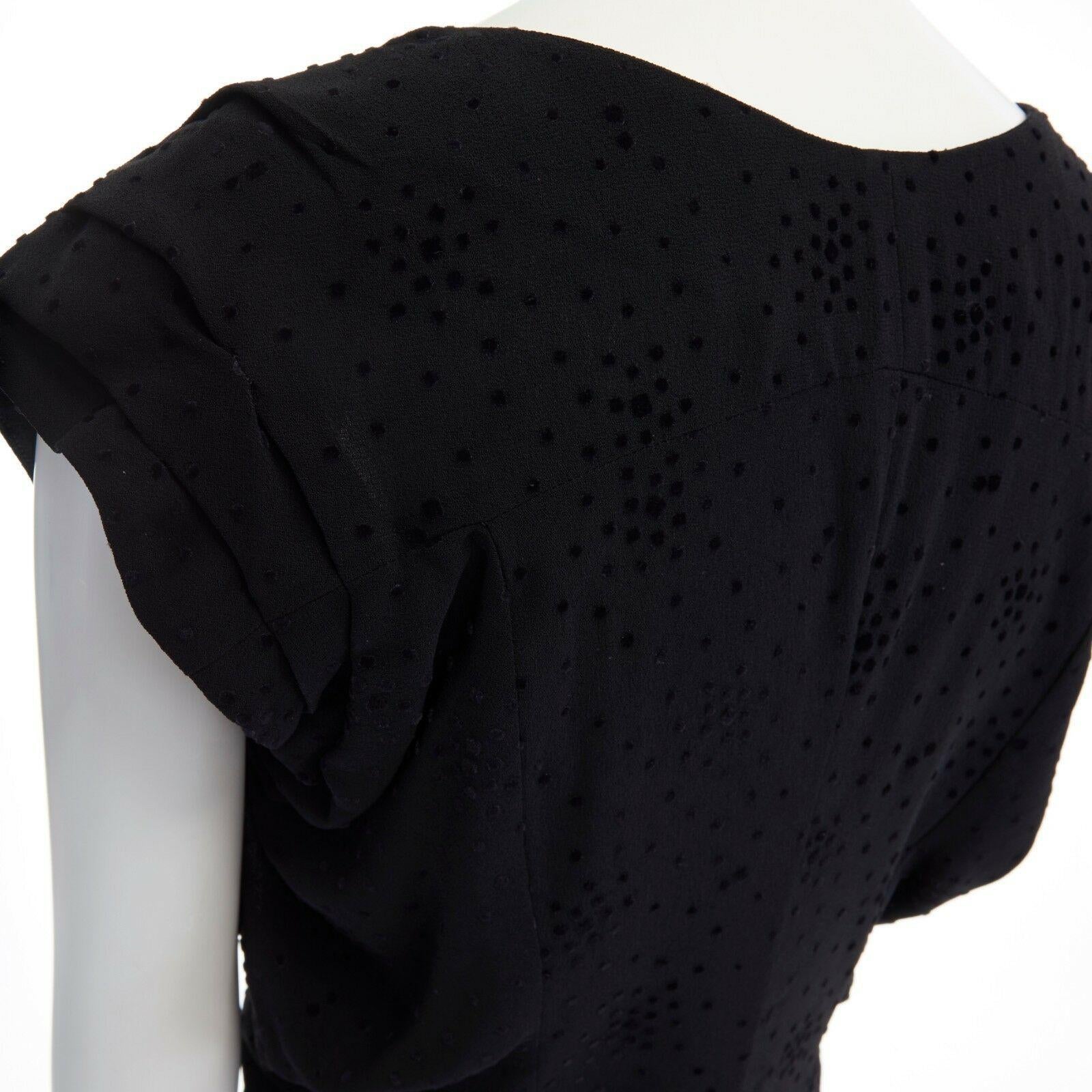 BALENCIAGA Black Dress velvet dot rusched waist mini dress S FR36 US4 3