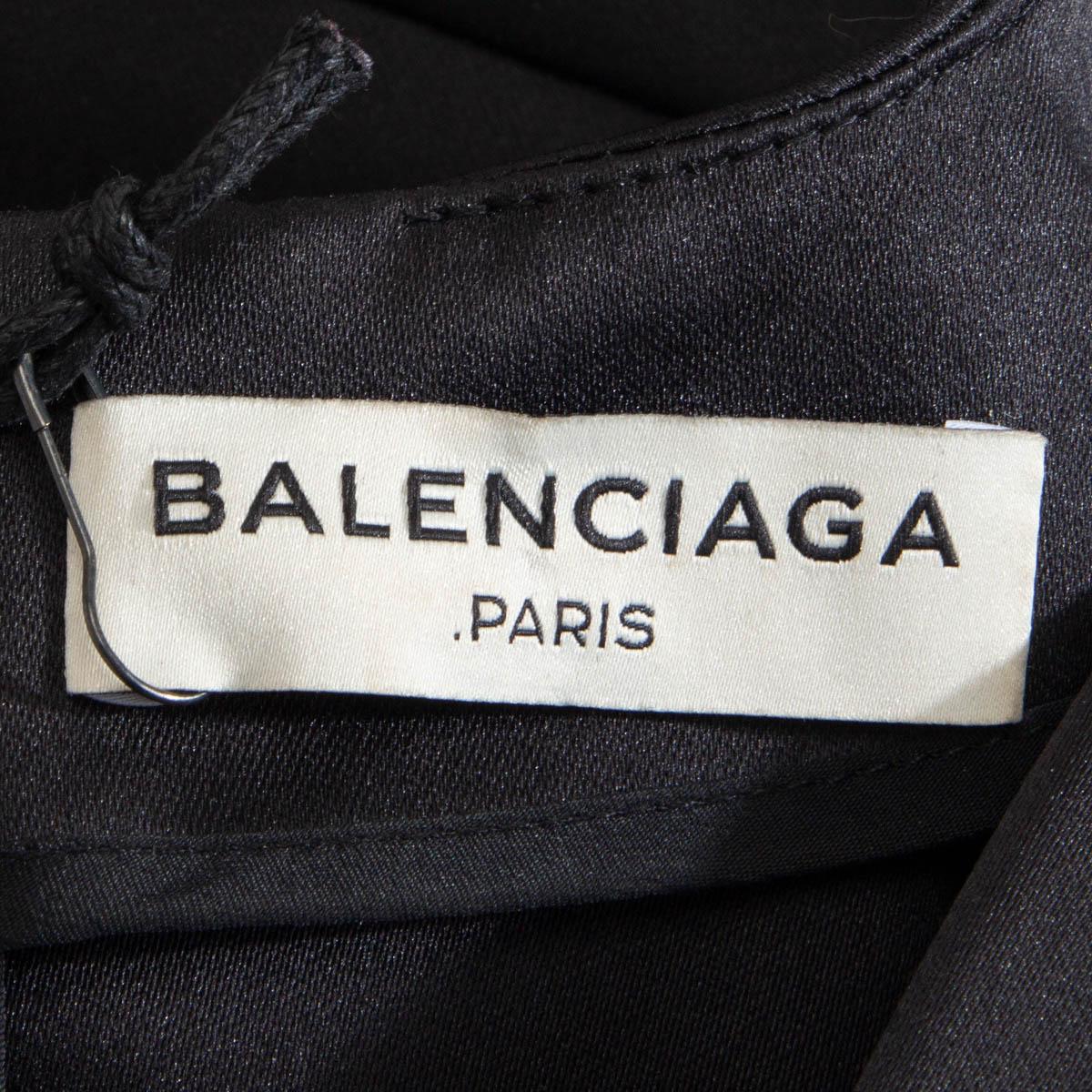 BALENCIAGA black DUCHESSE SATIN GATHERED FRONT MINI Dress 38 S 2