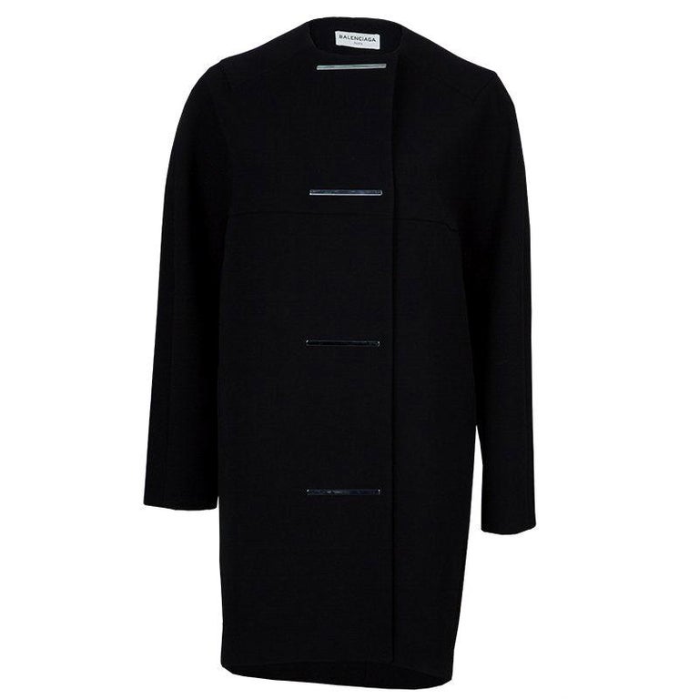 Balenciaga Black Embellished Cocoon Coat S at 1stDibs