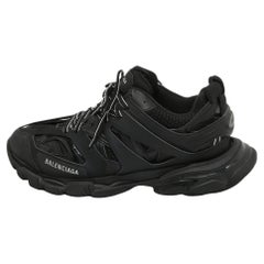 Balenciaga Black Fabric and Leather Track Sneakers Size 44