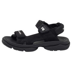 Balenciaga Black Fabric Ankle Strap Sandals Size 38