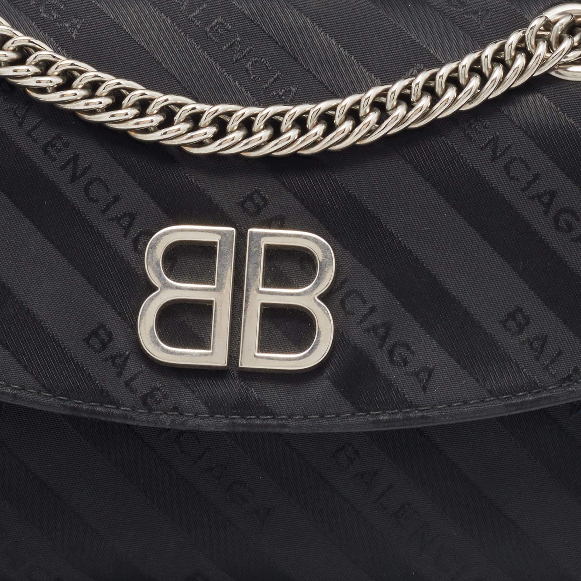 Balenciaga Black Fabric BB Chain Round Shoulder Bag 5