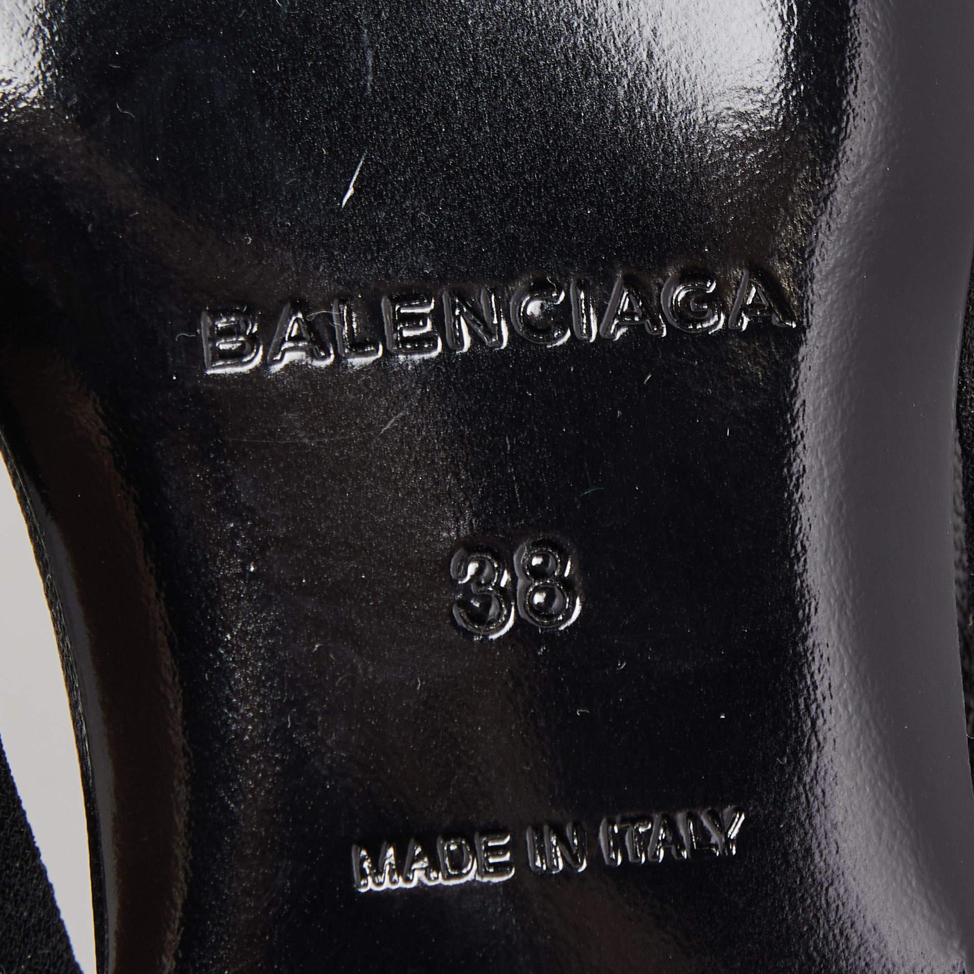  Balenciaga Black Fabric Knife Slingback Flats Size 38 For Sale 4