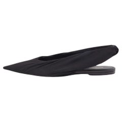 Balenciaga Black Fabric Knife Slingback Flats Size 38