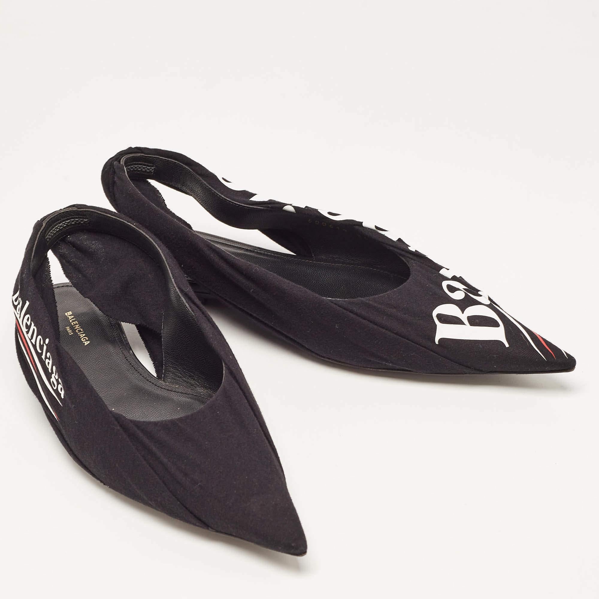 Balenciaga Black Fabric Knife Slingback Sandals Size 36 2