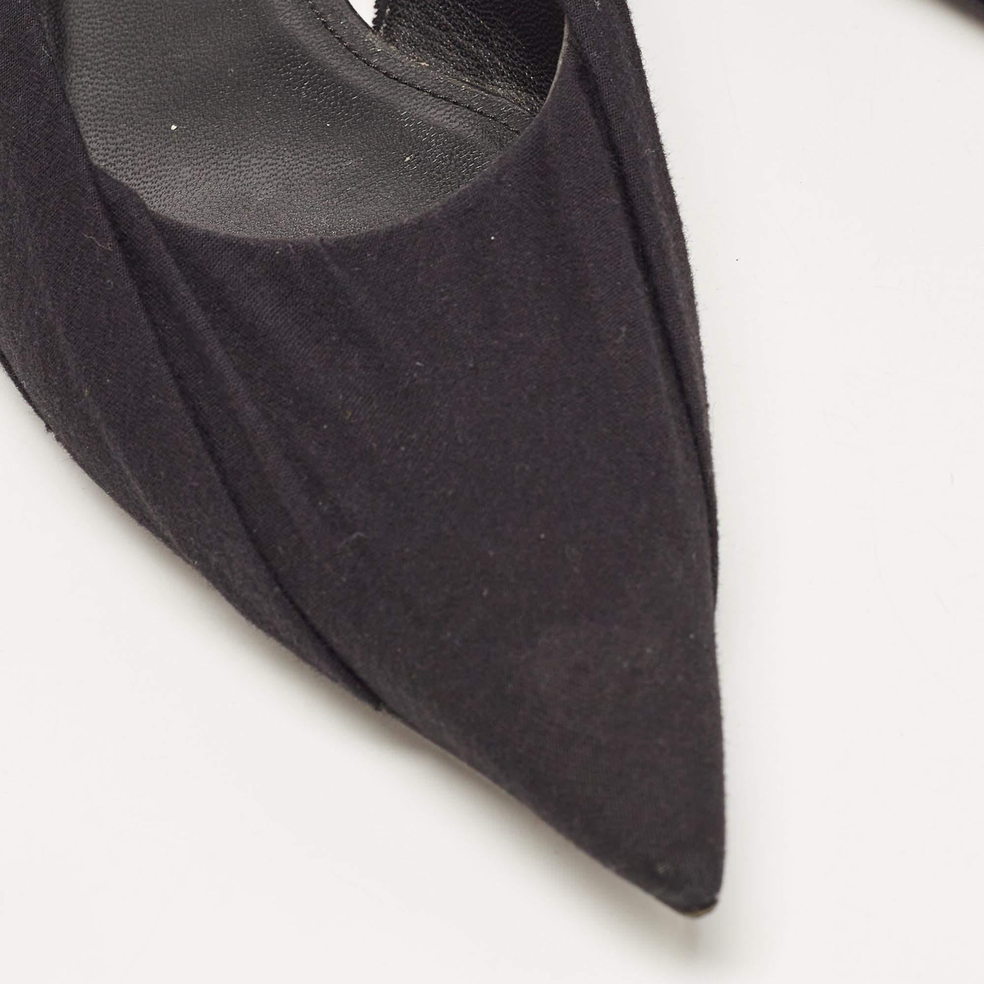 Balenciaga Black Fabric Knife Slingback Sandals Size 36 For Sale 3