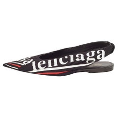 Balenciaga Black Fabric Knife Slingback Sandals Size 36