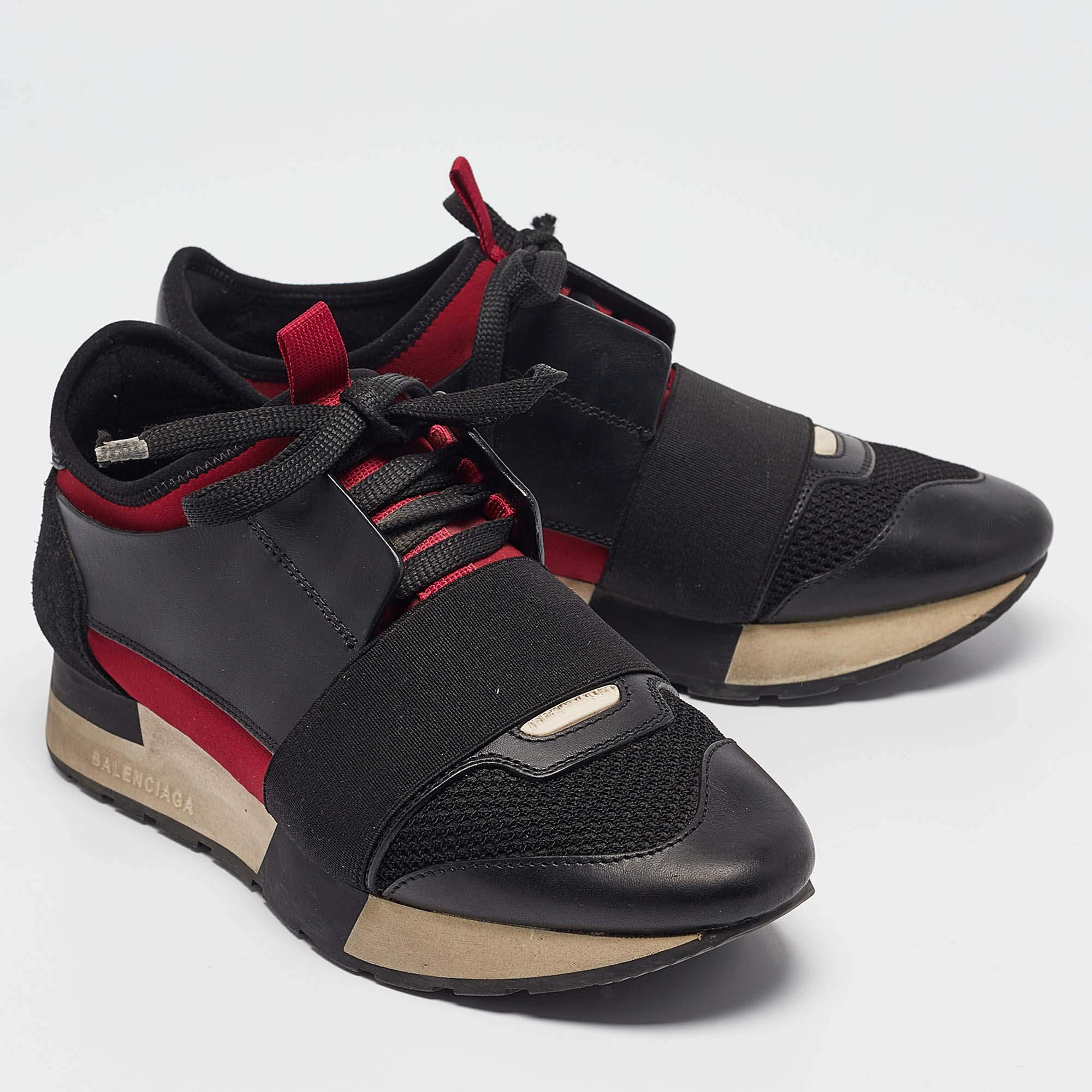 Balenciaga Schwarze Race-Läufer aus Stoff und Leder mit Schnürung aus Leder Größe 36 Damen im Angebot