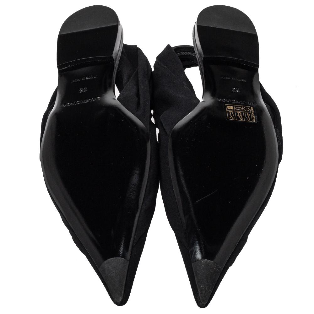 Women's Balenciaga Black Fabric Pointed Toe Slingback Sandals Size 38