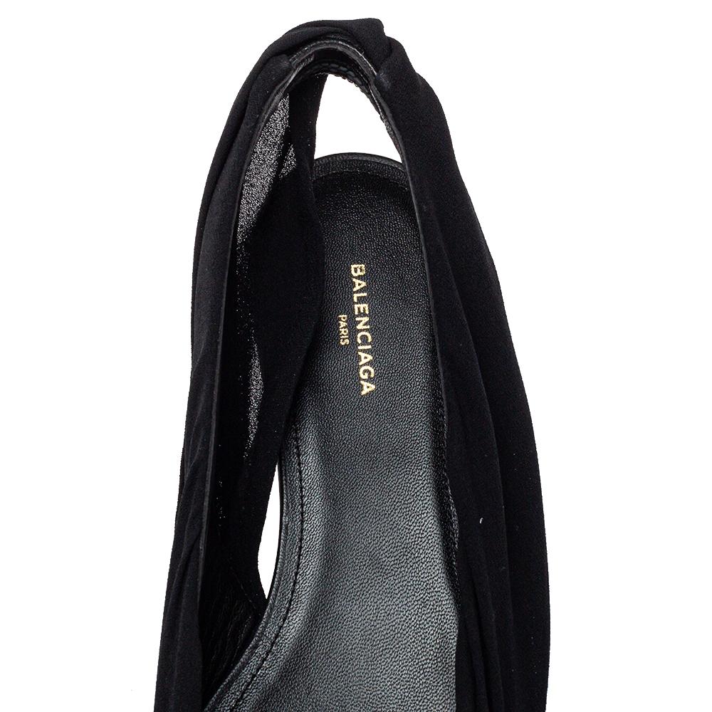 Balenciaga Black Fabric Pointed Toe Slingback Sandals Size 38 2
