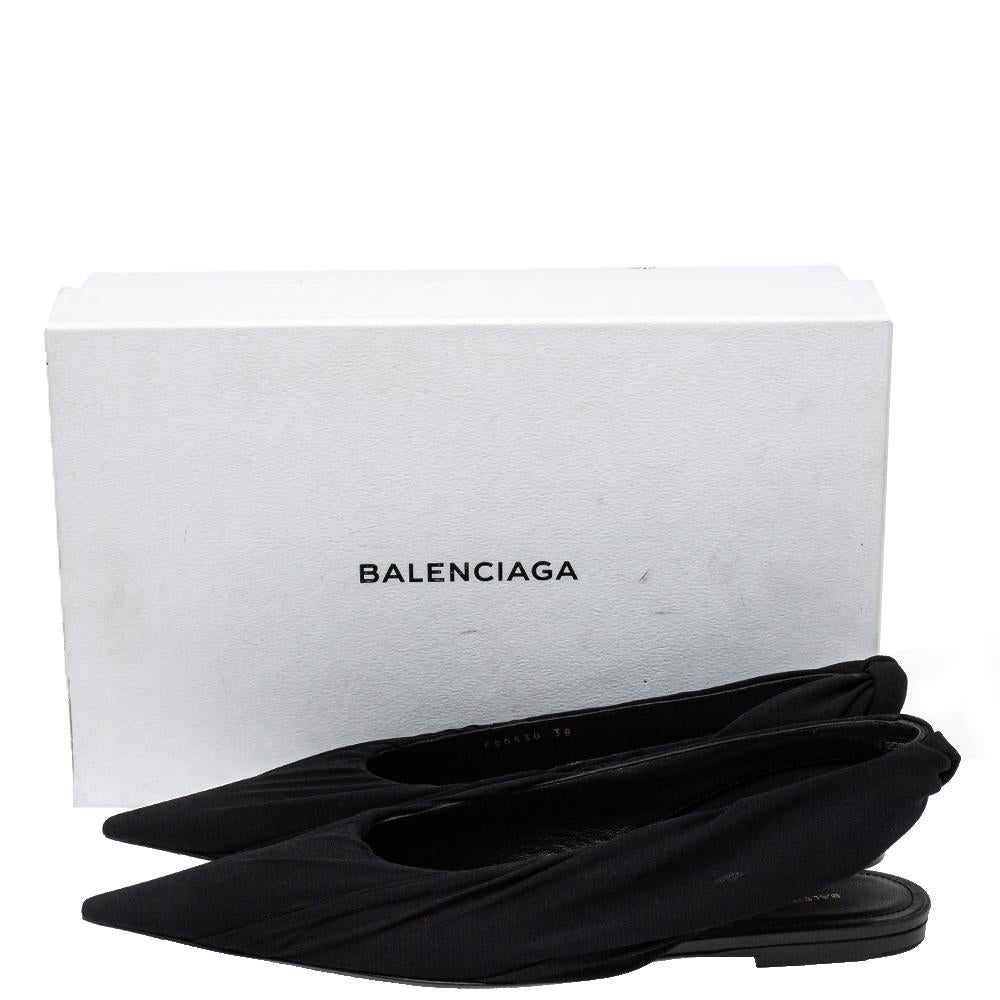 Balenciaga Black Fabric Pointed Toe Slingback Sandals Size 38 4