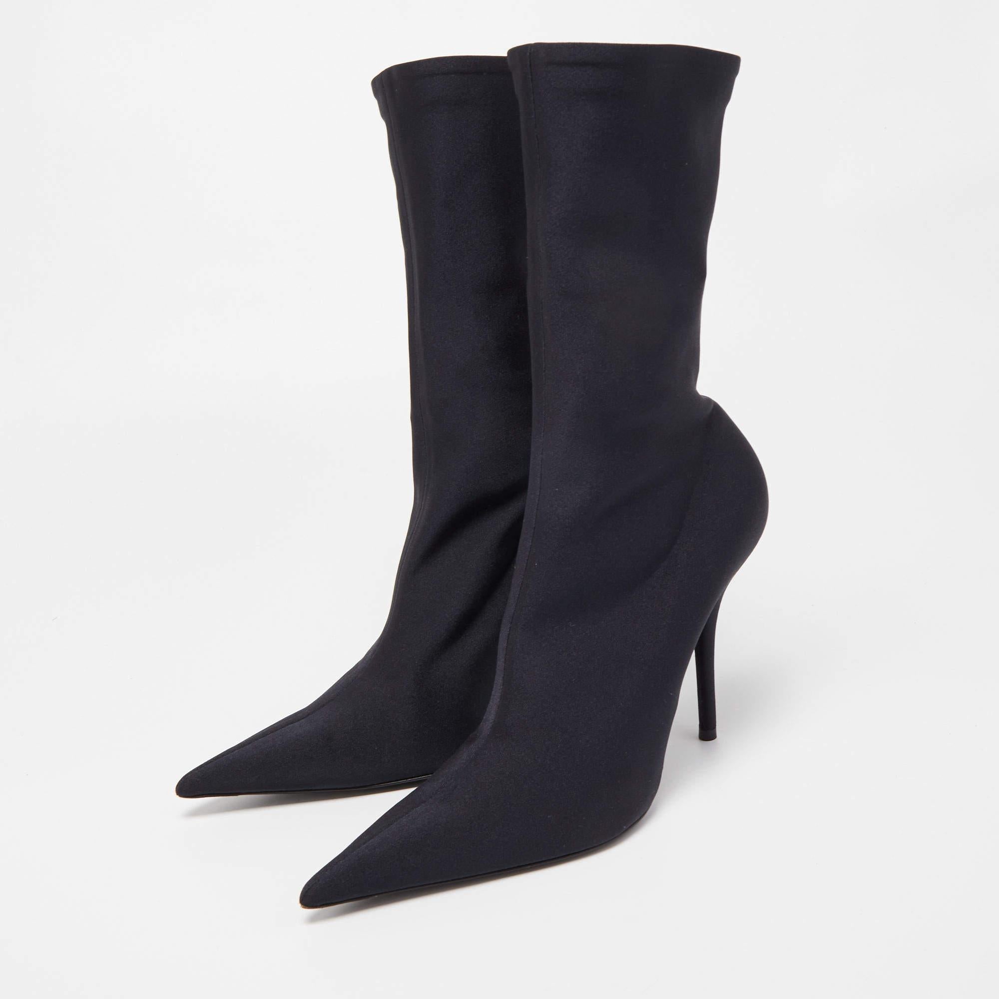 Women's Balenciaga Black Fabric Sock Mild calf Boots 