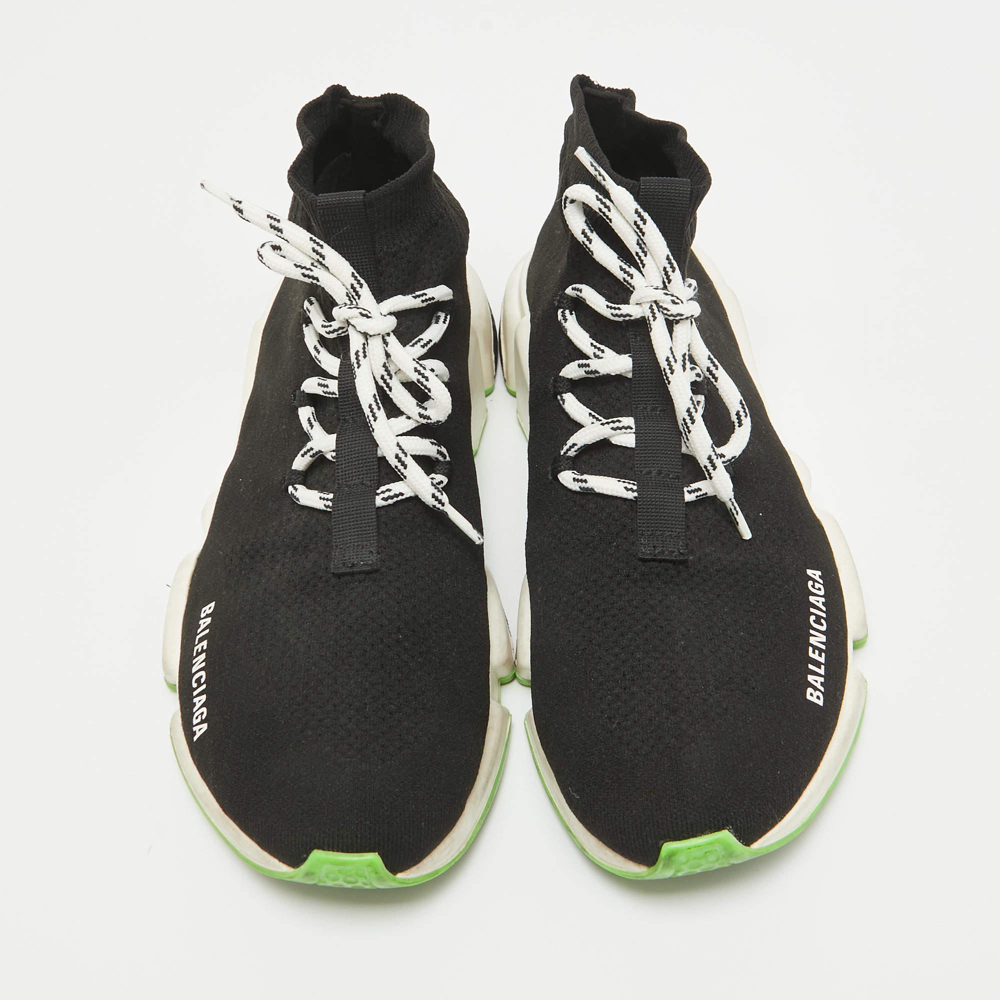 Balenciaga Black Fabric Speed 2.0 High Top Sneakers Size 41 In Good Condition In Dubai, Al Qouz 2